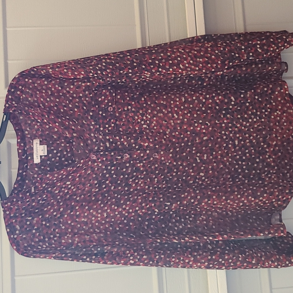Liz Claiborne xl long sleeve maroon sheer top
